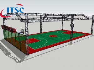 Atap rangka aluminium kustom untuk lapangan basket luar ruangan